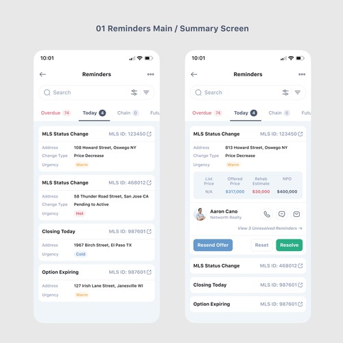 Help us modernize and simplify our reminders interface! Design by Corelle Design