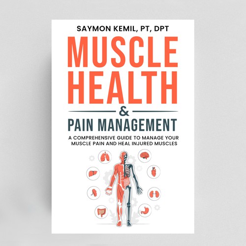 Book cover with a drawing images of the human anatomy combining muscles and bone structure. Design by NoBoundaries