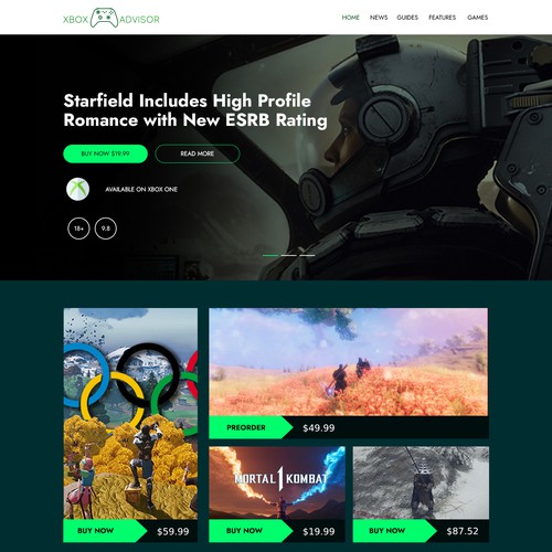 Require a modern and creative website design for a Xbox gaming blog Design by monodeepsamanta