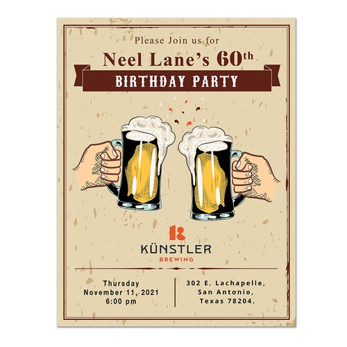 Design retro birthday flier for beer hall bash Design by ArtCulturZ