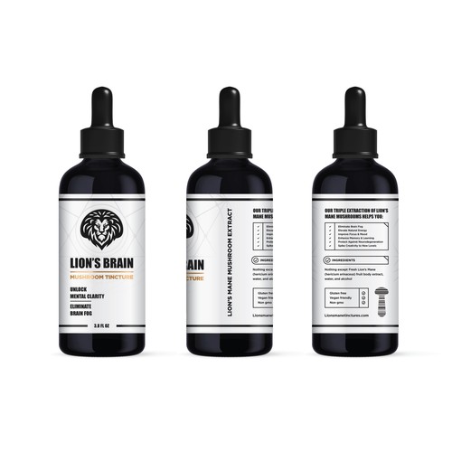 Lion's Mane Mushroom Tincture Bottle - Label Design Design by SikretStudio