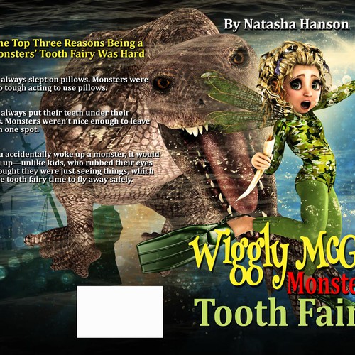 Childrens Book Cover about a Monsters' Tooth Fairy (ages 5-8) Design by DHMDesigns