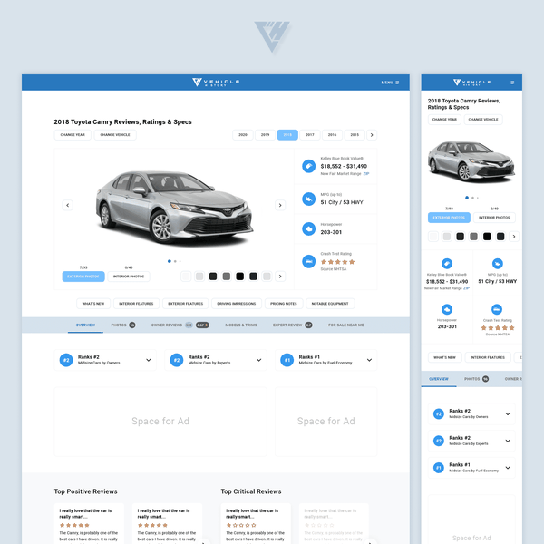UX focused Responsive Web Page Design for Vehicle History