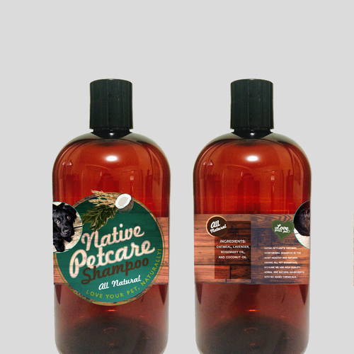 Create a clean, label for Native Petcare, an all-natural dog shampoo! Design by GMarie78