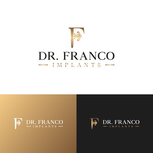 Luxury Dental Implant Logo Brand for World-Class Implant Surgeon appeal Patients and Other Doctors Design by yourbay