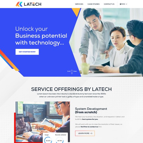 Please create a corporate page for my IT consulting and software development firm Design by Jasmin_A (AMPLE)