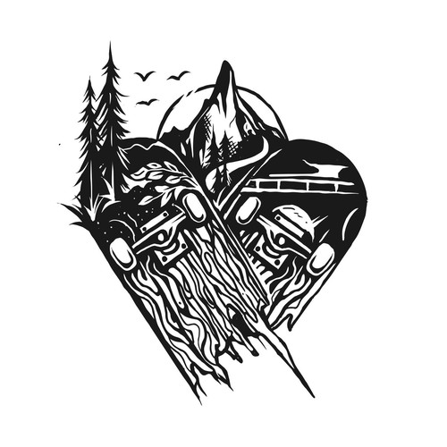 Skateboard Tattoo Design by BRTHR-ED