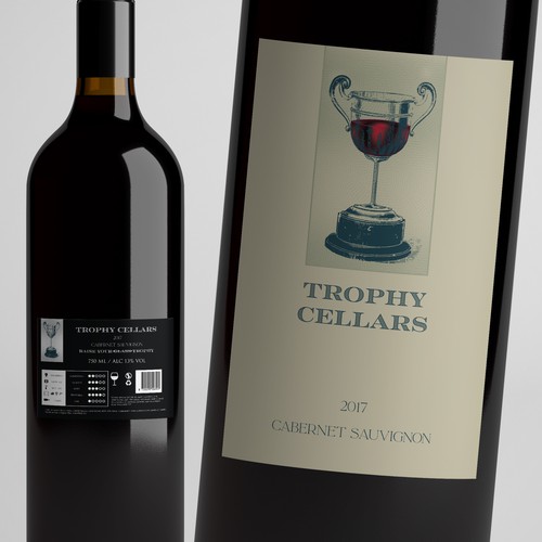 ***Bring the vision to LIFE *** TROPHY Wines - CATCHY MODERN WINE LABEL - have a look at attached guide files! Diseño de Windmill Designer™