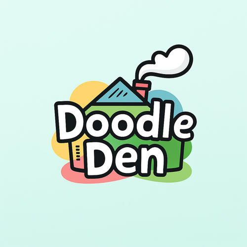 "Playful and modern logo for children’s printable website, Doodle Den" ganador Logotipos