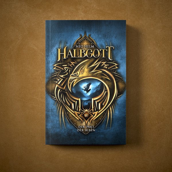 Design by zeIena ◣_◢ titled "'Halbgott' book cover"
