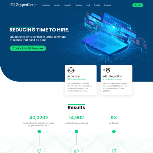 Design a Modern 1 page website for a software Startup! Design by Mycrodesign