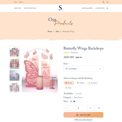 Develop an elegant website for a creative backdrops rental company Design by ⚡️unbox.style⚡️