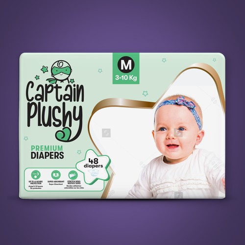 Packaging for playful baby diapers brand Design by Design Studio72