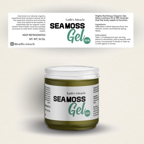 Design a Label for our Sea Moss Gel Product Design réalisé par aledagiann