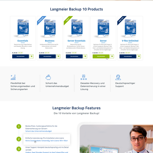 Redesign a Site for a Backup Software Design by Creative Selection