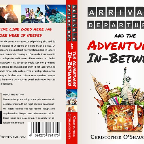 Create impactful, eye-catching book cover for "Arrivals, Departures, and the Adventures In-Between" Design by Nellista