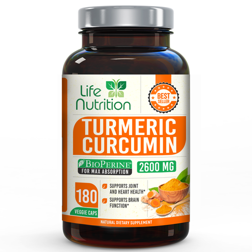 Life Nutrition needs a "beautiful label" for its Turmeric Extract bottle -  (Two (2) Winners will be awarded! ) Design by 18-Designs