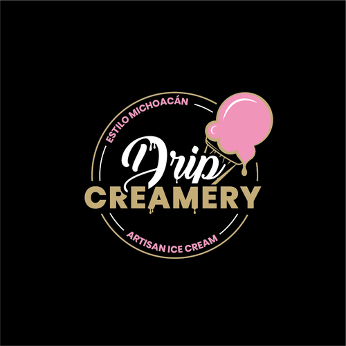 Design a hipster modern logo for an ice cream shop that people will melt for. Diseño de cecile.b