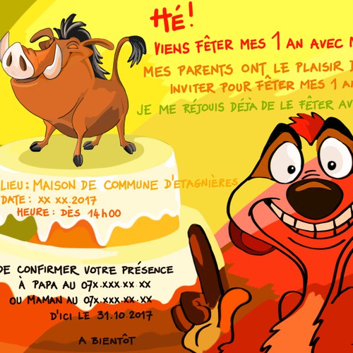 Anniversaire 1 An Roi Lion Birthday 1 Year King Lion Concours De Carte Ou Invitation 99designs