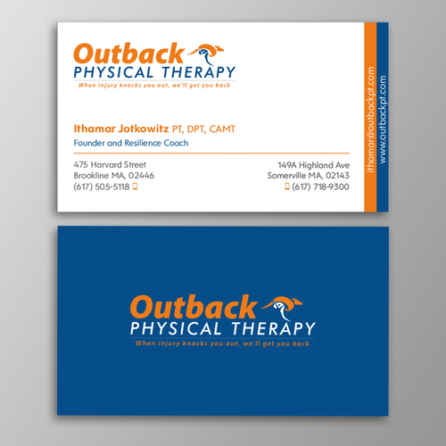 Business card for 2 clinic physical therapy office Design by Design sp