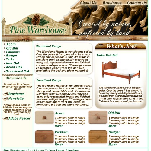 Design of website front page for a furniture website. Diseño de Barbie2274