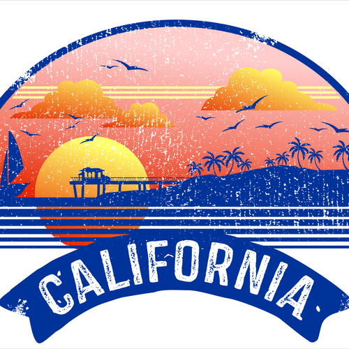 California Castaway Retro 70's T-Shirt Réalisé par jmark319