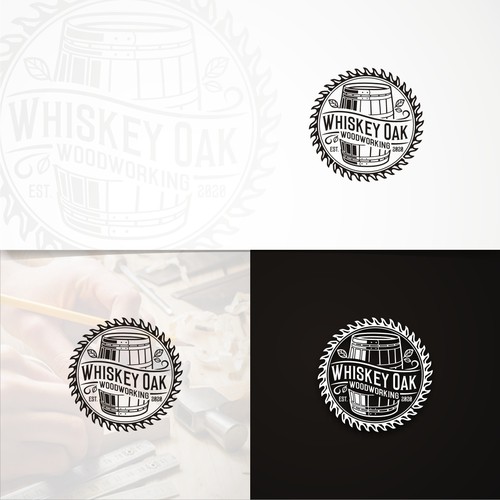 Powerful, vintage, whiskey inspired logo for woodworking company Réalisé par Rasyid