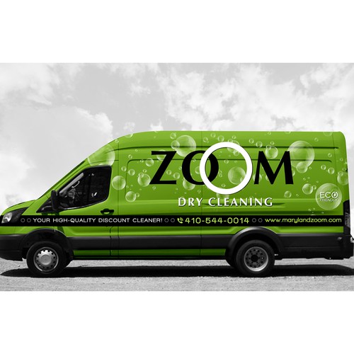 Zoom Dry Cleaning van wrap for eco-friendly one-price cleaner Design by ArunManuel