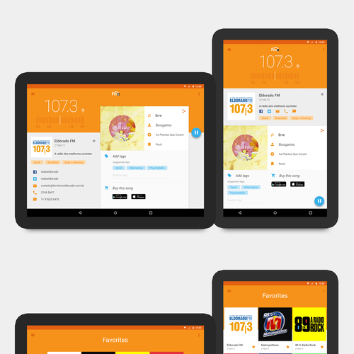 Re-Imagine Broadcast Radio - Android app re-design. Design by Rafael Marcon