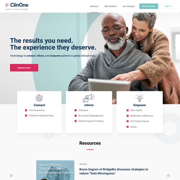 ClinOne website redesign 