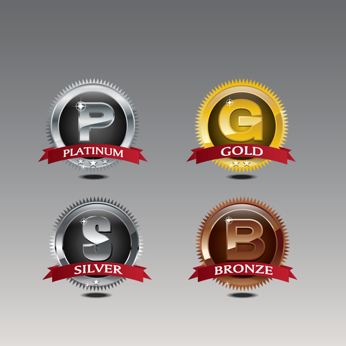 Subscription Level Icons (i.e. Bronze, Silver, Gold, Platinum) Design by WaltSketches®