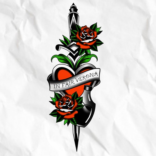 Design a Romeo and Juliet tattoo for a hopeless romantic Design by Katya Luu