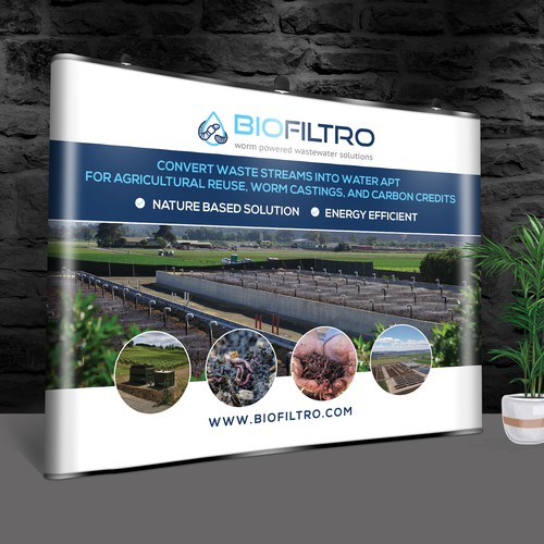 Design a Clean Trade Show Backdrop/Podium for a Regenerative Agriculture/Wastewater Company Réalisé par BrainStorm.