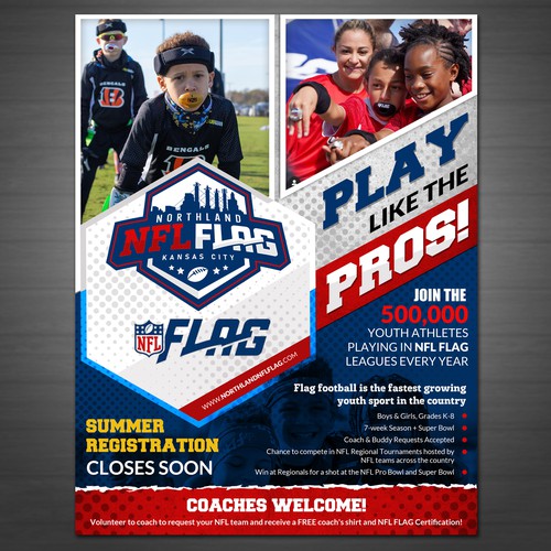 Exciting NFL FLAG Youth Football Flyer for Schools Design por VGaneshayan1