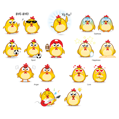 Chicken Emoji Stickers Design by giorgia.isacchi