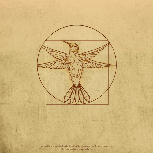 Design di Leonardo da Vinci - Hummingbird Drawing di JairOs