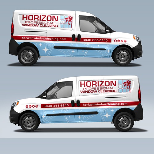 Eye catching cargo van wrap for window cleaning Design by DuhaCreative