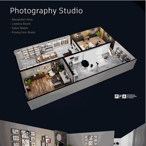 Create an inspiring 3d rendering of a photography studio | 3D contest |  99designs