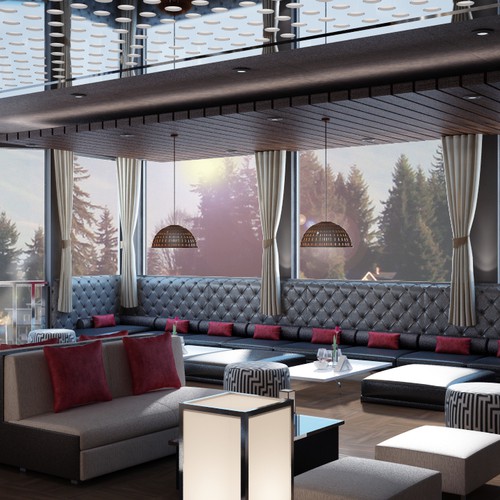 Designs, 3D Realistic Interior Design for Hookah Lounge