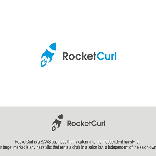 Create a capturing vintage Rocket logo for RocketCurl. Design by LAWETMAS