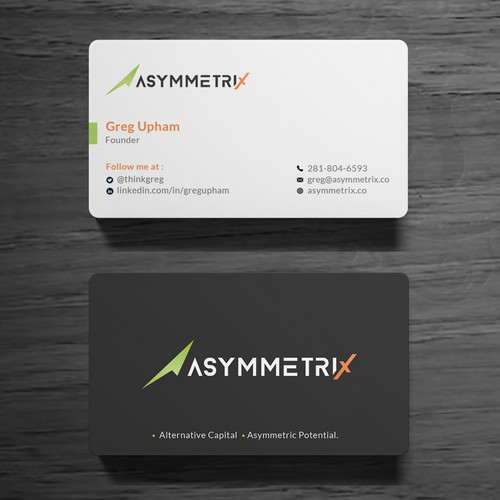 Design a cool, edgey but sophisticated business card for an alternative investment firm. Design von Roni_