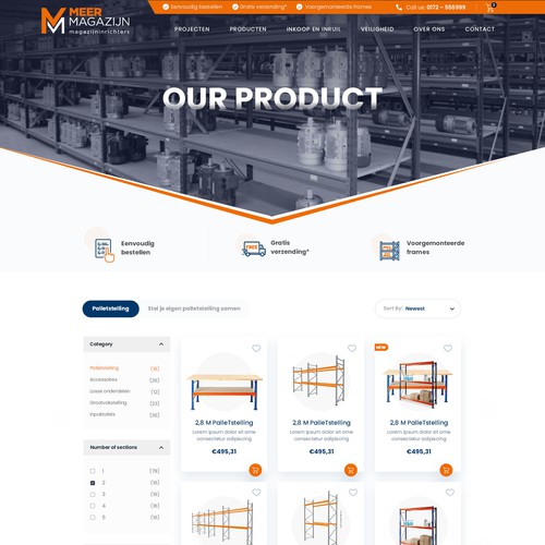 Creative website templates for a leading pallet racks company_ Meermagazijn Design by MercClass