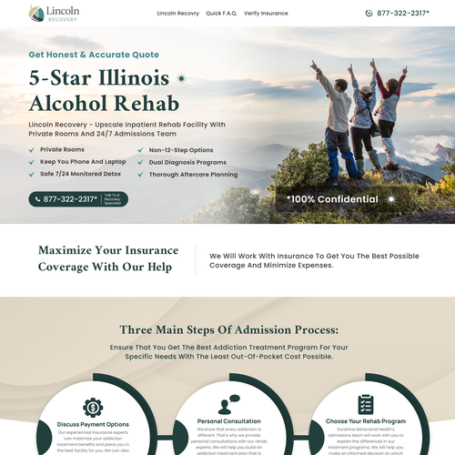 Addiction Rehab Landing Page Design Design by Technology Wisdom