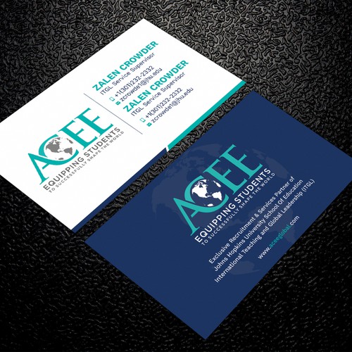 ACEE's new business card to show the partnership with JHU ITGL program Design by ™SF_Design™