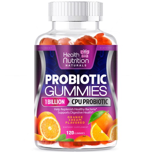 Healthy Probiotic Gummies Label needed for Health Nutrition Design von agooshe