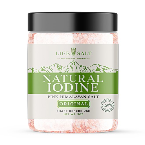 Label for Natural Iodine Pink Himalayan Salt that is fused with Seaweed Design by Design_byMe