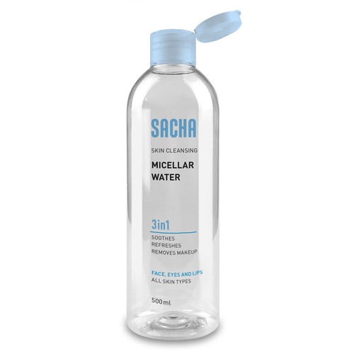 Sacha Micellar Water bottle 500ml Design by njaso