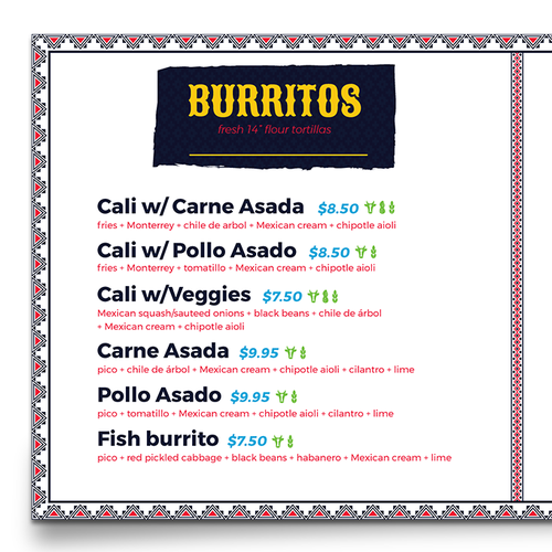 Menu Board for Iconic Mexican Fast Casual Restaurant Design by M Faizan Design