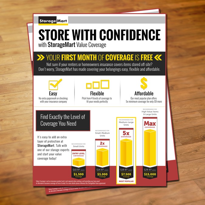 International Use StorageMart Value Coverage Flyer Postcard, flyer or