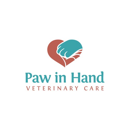 Small Vet Clinic needs a logo that expresses the human-animal bond: Paw in Hand Design by danoveight